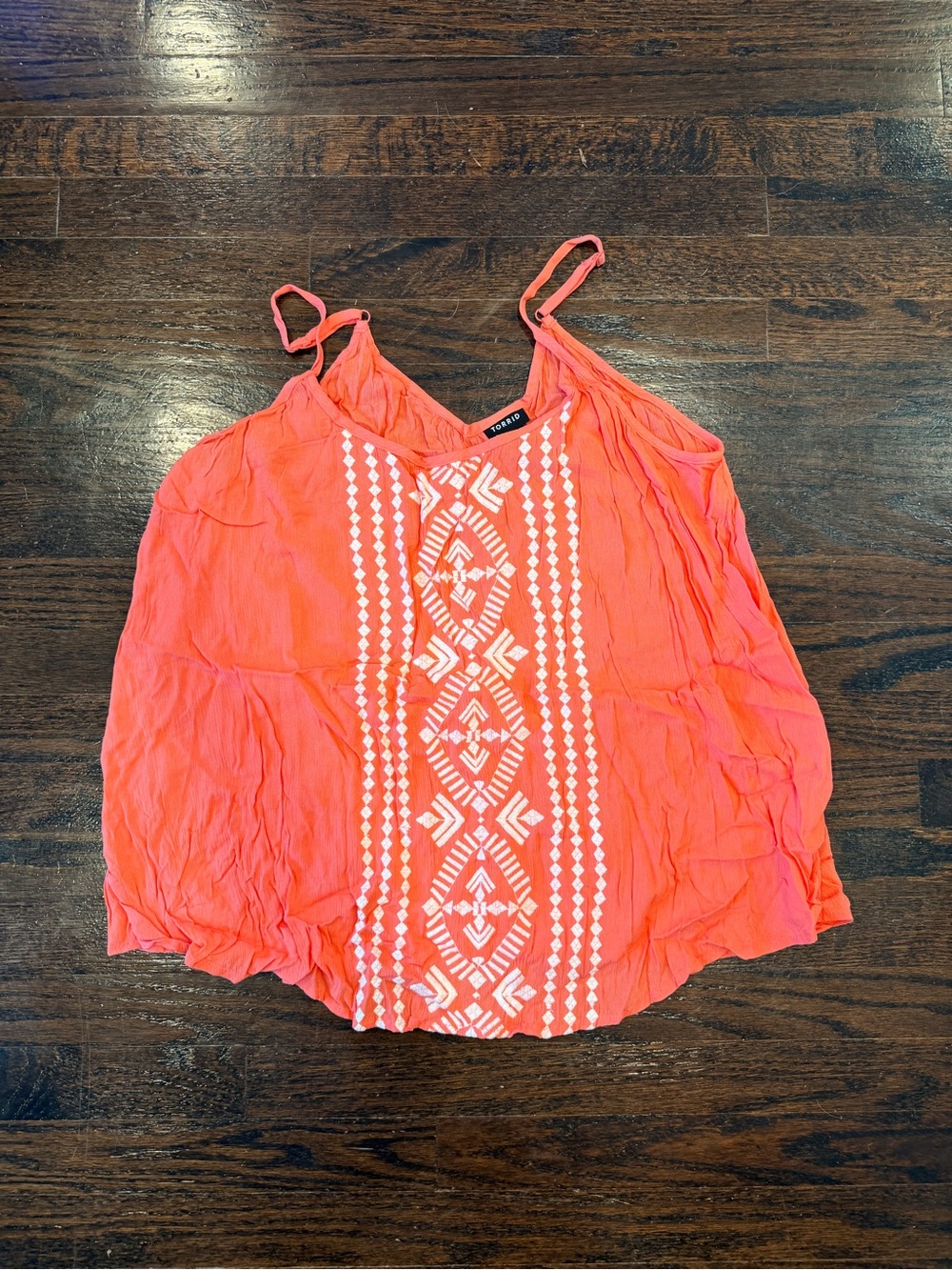 Torrid Woven Embroidered Coral Sleeveless Tank Top